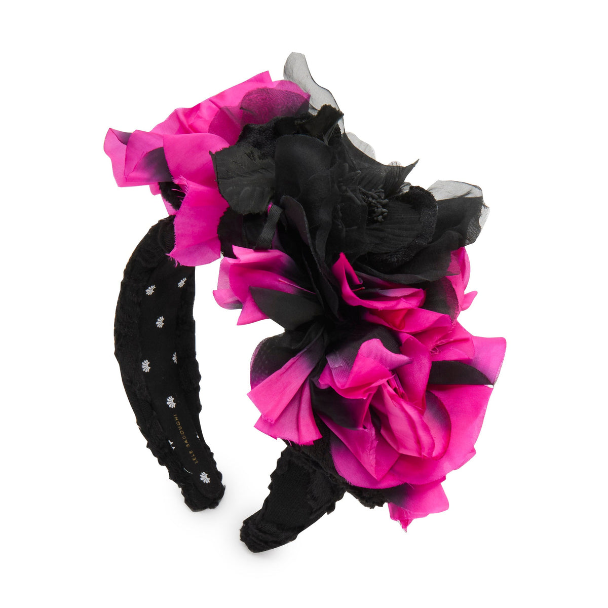 LELE SADOUGHI HEADBANDS JET FUCHSIA JEWELED ROSE FLORAL BOUQUET HEADBAND