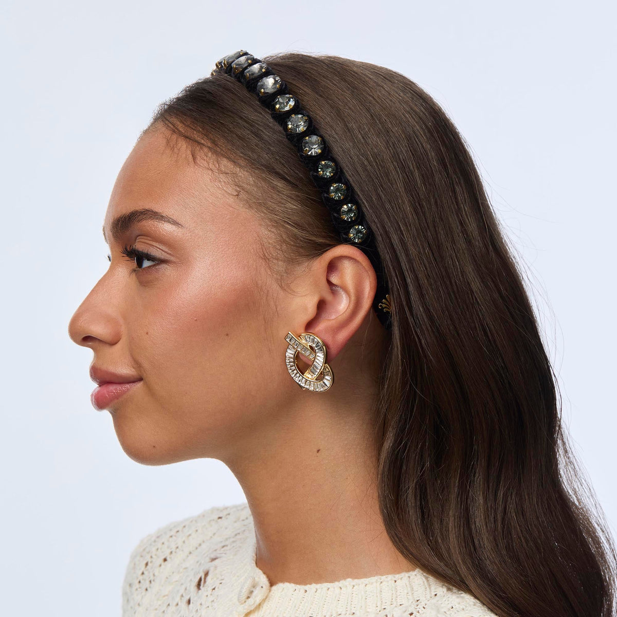 Lele Sadoughi HEADBANDS JET GRADUATED CRYSTAL HEADBAND
