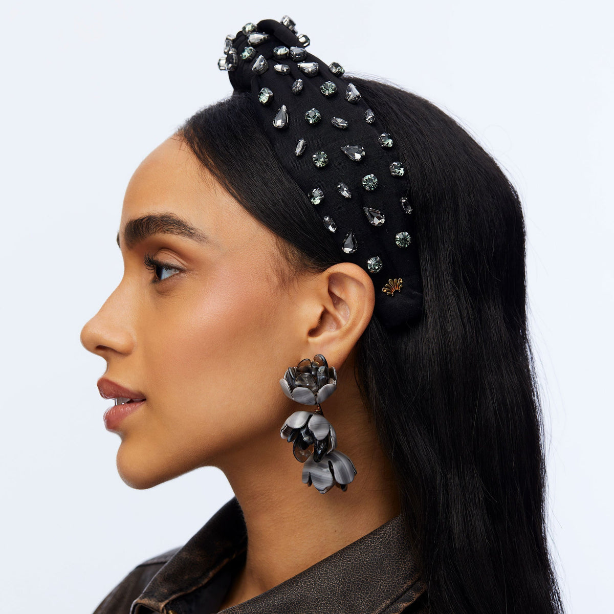 Lele Sadoughi HEADBANDS JET JEWELED KNOTTED HEADBAND