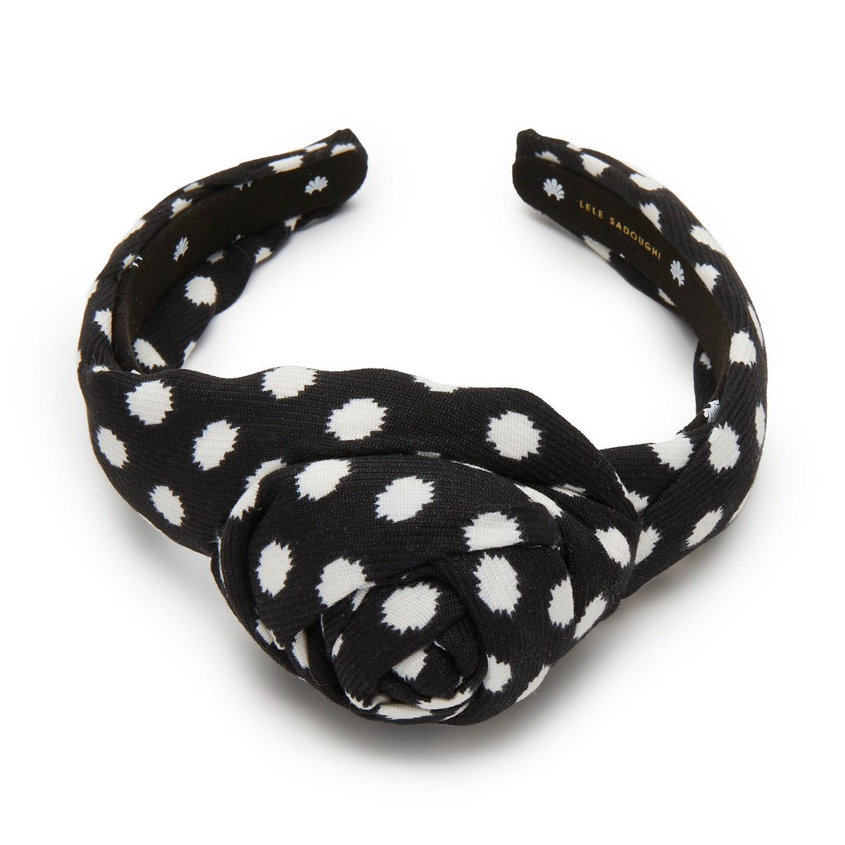 Lele Sadoughi HEADBANDS JET ROSETTE POLKA DOT HEADBAND