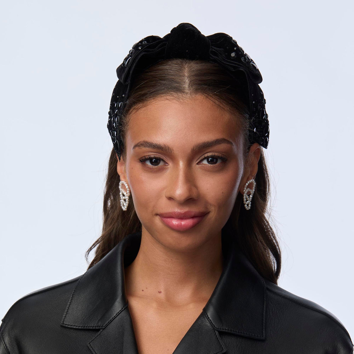 Lele Sadoughi HEADBANDS JET SHIRLEY CRYSTAL PEBBLE HEADBAND