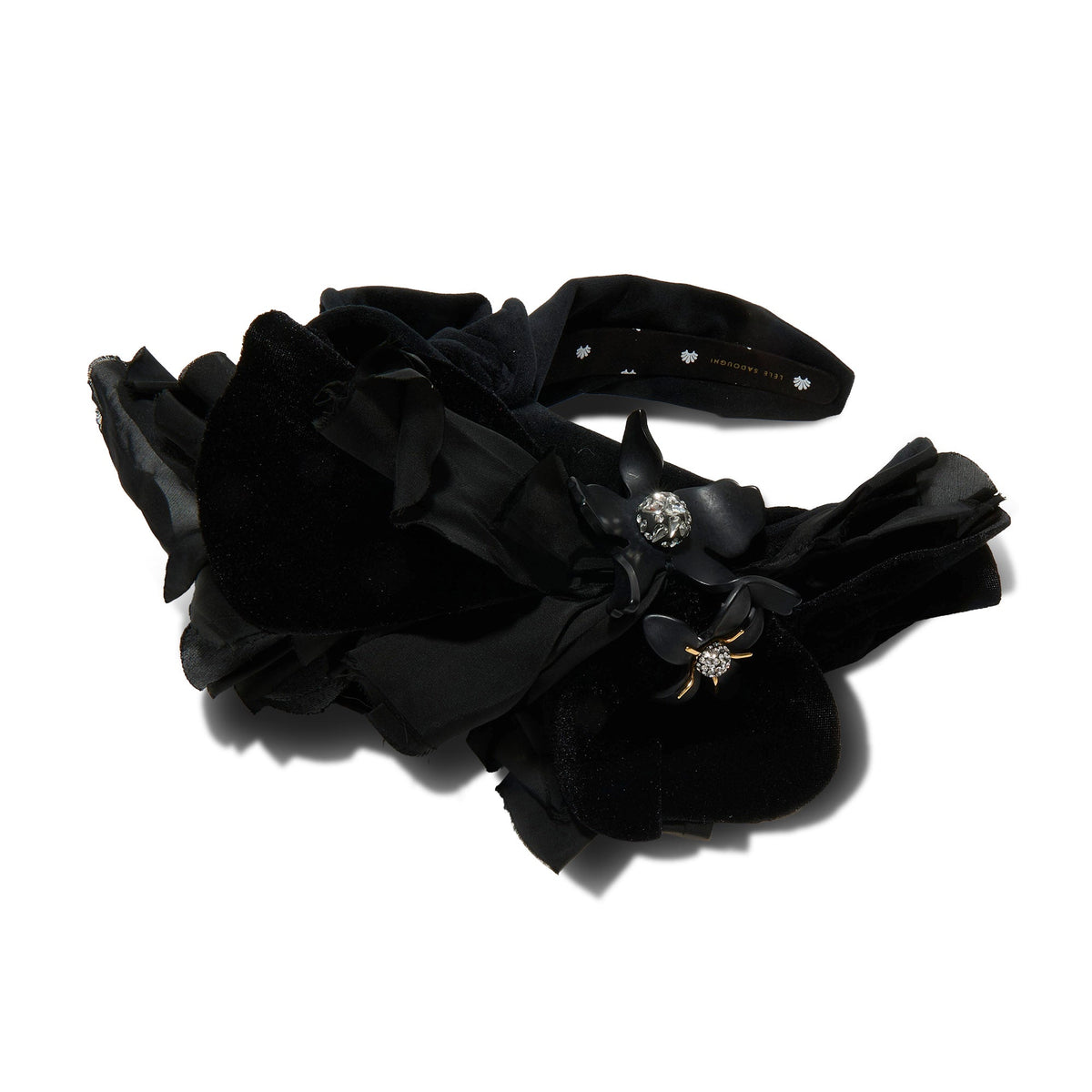 Lele Sadoughi HEADBANDS JET VELVET FLORAL CRAWFORD HEADBAND