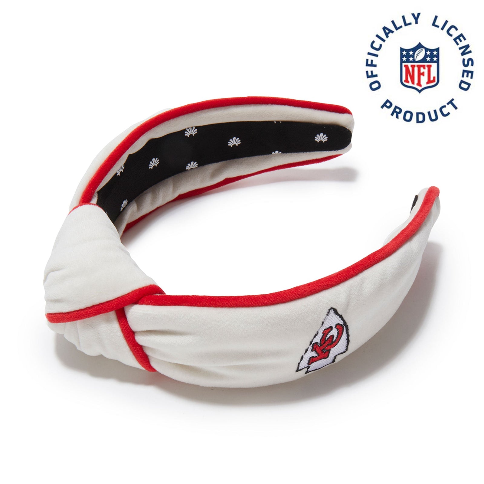 Lele Sadoughi HEADBANDS KANSAS CITY CHIEFS LELE X NFL IVORY EMBROIDERED KNOTTED HEADBAND