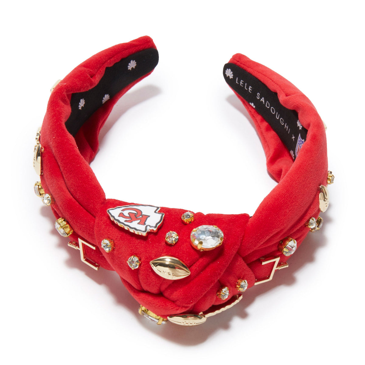 Lele Sadoughi HEADBANDS KANSAS CITY CHIEFS LELE X NFL RED EMBELLISHED KNOTTED HEADBAND