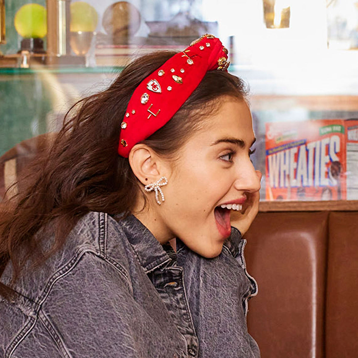 Lele Sadoughi HEADBANDS KANSAS CITY CHIEFS LELE X NFL RED EMBELLISHED KNOTTED HEADBAND *PRE-ORDER*