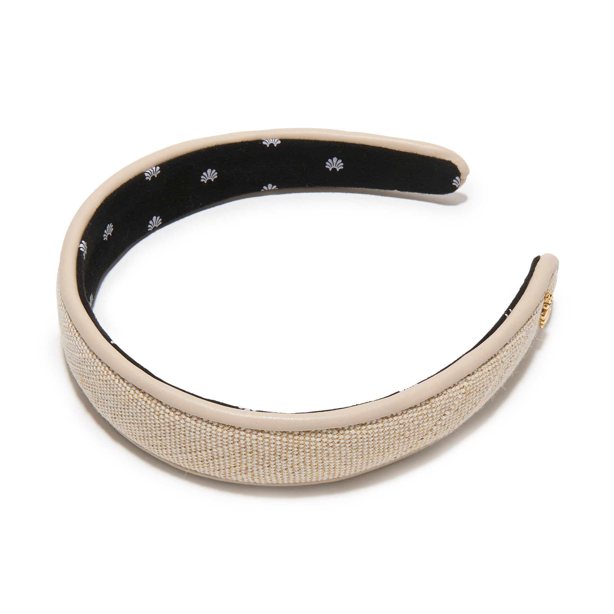 Lele Sadoughi HEADBANDS KHAKI CHARLOTTE FAUX LEATHER TRIM HEADBAND