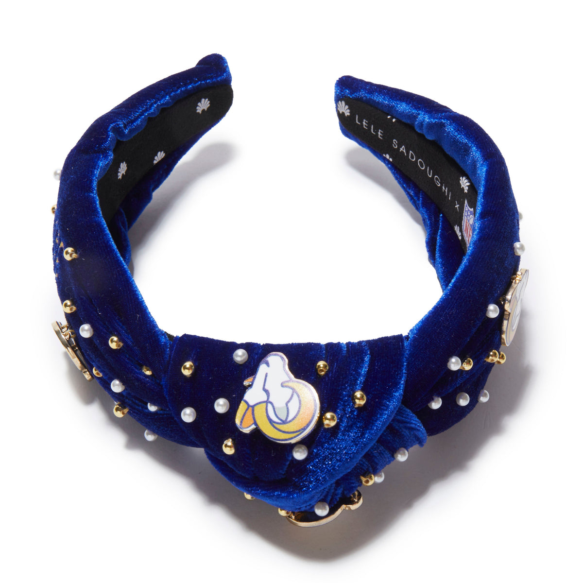 Lele Sadoughi HEADBANDS LA RAMS LELE X NFL ROYAL EMBELLISHED KNOTTED HEADBAND