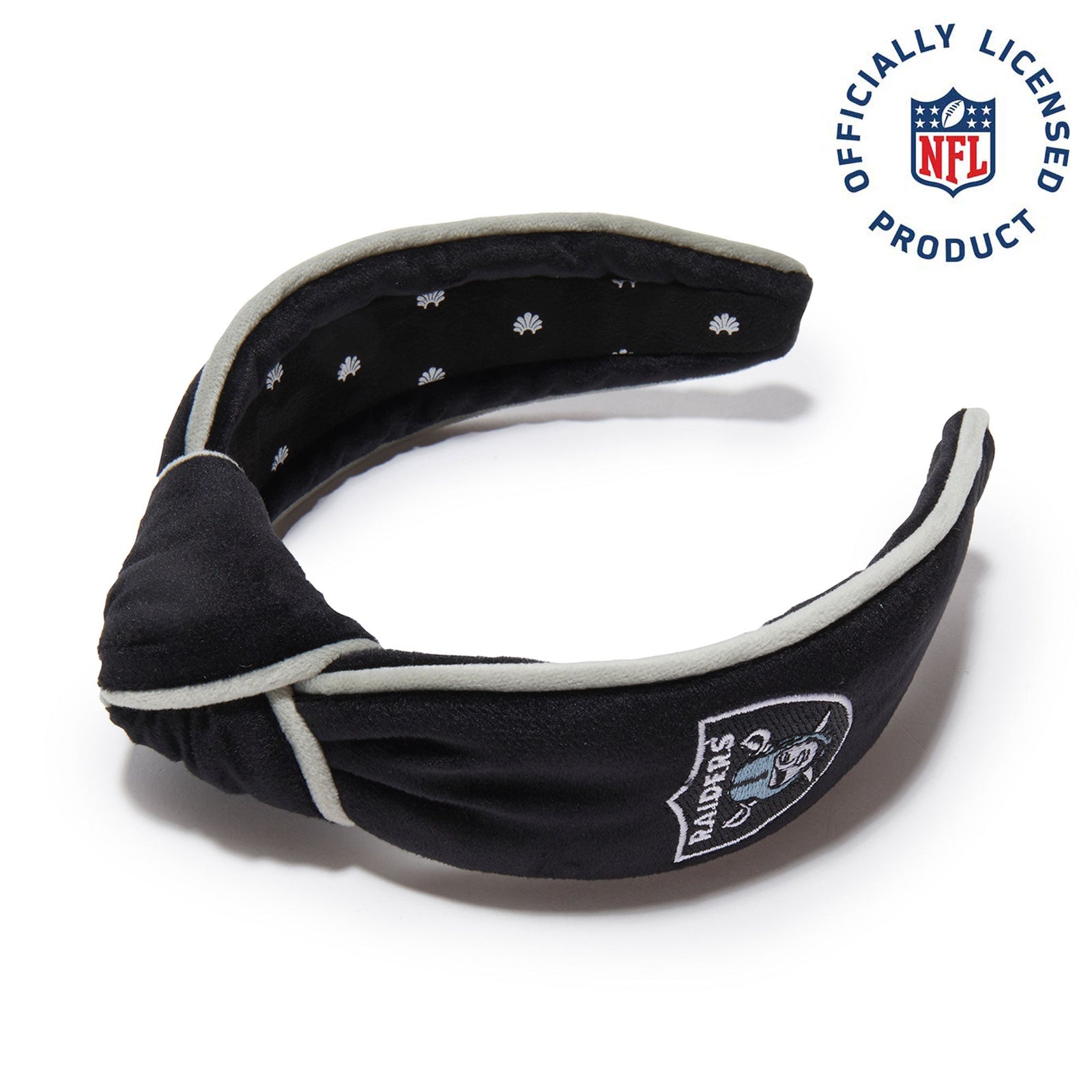 Lele Sadoughi HEADBANDS LAS VEGAS RAIDERS LELE X NFL JET EMBROIDERED KNOTTED HEADBAND