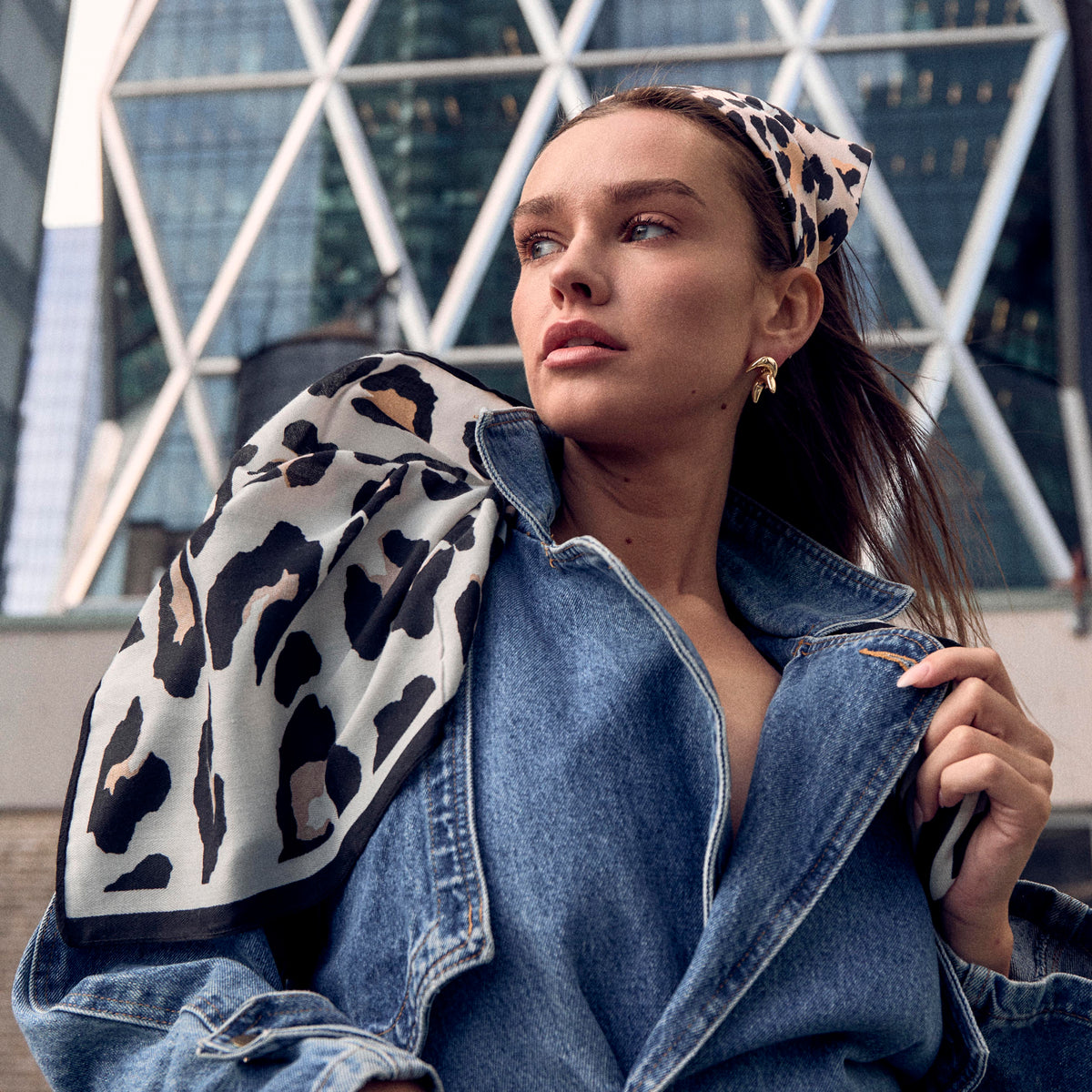 Lele Sadoughi HEADBANDS LEOPARD JACKIE SILKY HANDKERCHIEF HEADBAND