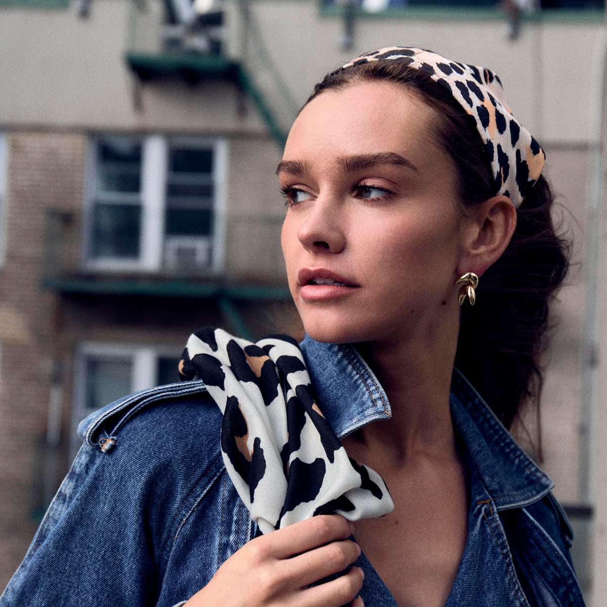 Lele Sadoughi HEADBANDS LEOPARD JACKIE SILKY HANDKERCHIEF HEADBAND