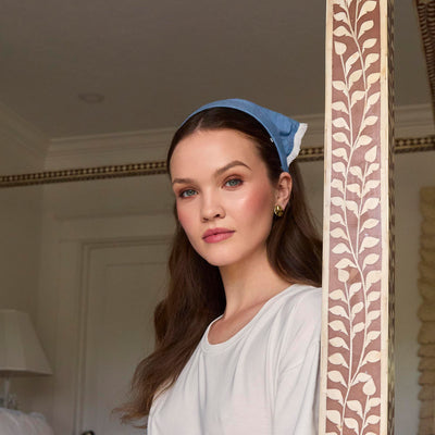 Lele Sadoughi HEADBANDS LIGHT DENIM JACKIE CHAMBRAY HANKERCHIEF HEADBAND