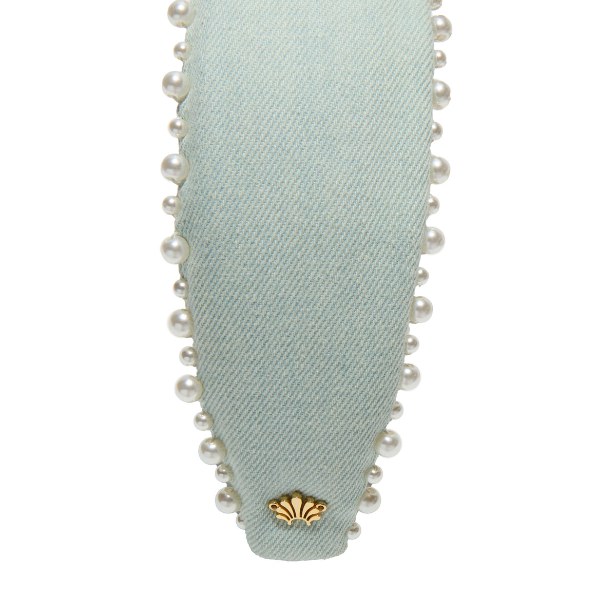 Lele Sadoughi HEADBANDS LIGHT DENIM KNOTTED PEARL EDGE HEADBAND