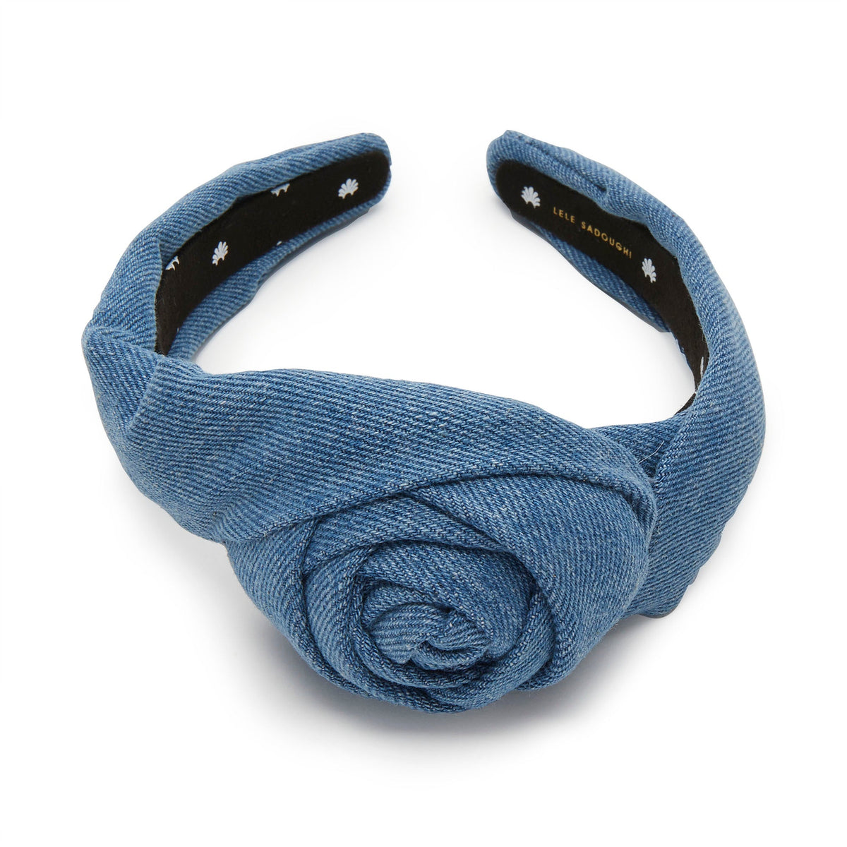 Lele Sadoughi HEADBANDS LIGHT DENIM ROSETTE HEADBAND