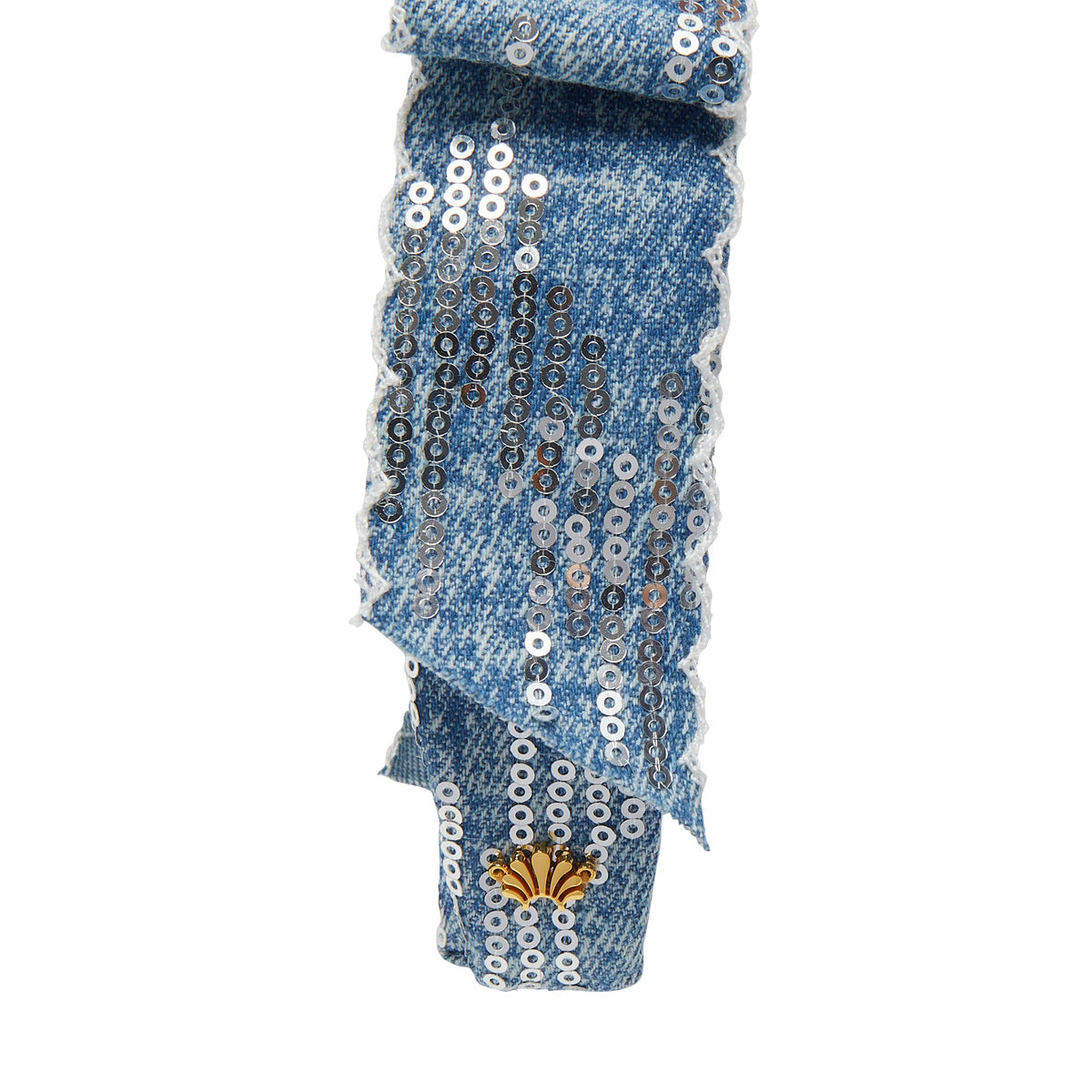 Lele Sadoughi HEADBANDS LIGHT DENIM SHIRLEY SCALLOPED SEQUIN HEADBAND