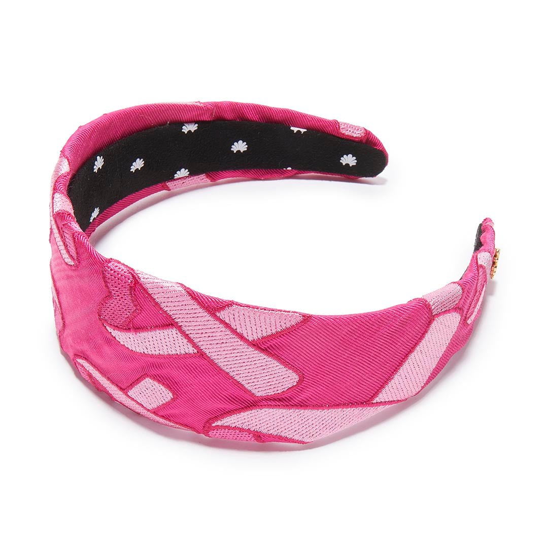 Lele Sadoughi HEADBANDS LIPSTICK PINK BRIGITTE BREAST CANCER AWARENESS HEART RIBBON HEADBAND