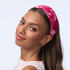 Lele Sadoughi HEADBANDS LIPSTICK PINK BRIGITTE BREAST CANCER AWARENESS HEART RIBBON HEADBAND