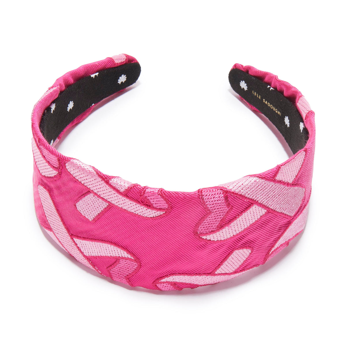 Lele Sadoughi HEADBANDS LIPSTICK PINK BRIGITTE BREAST CANCER AWARENESS HEART RIBBON HEADBAND