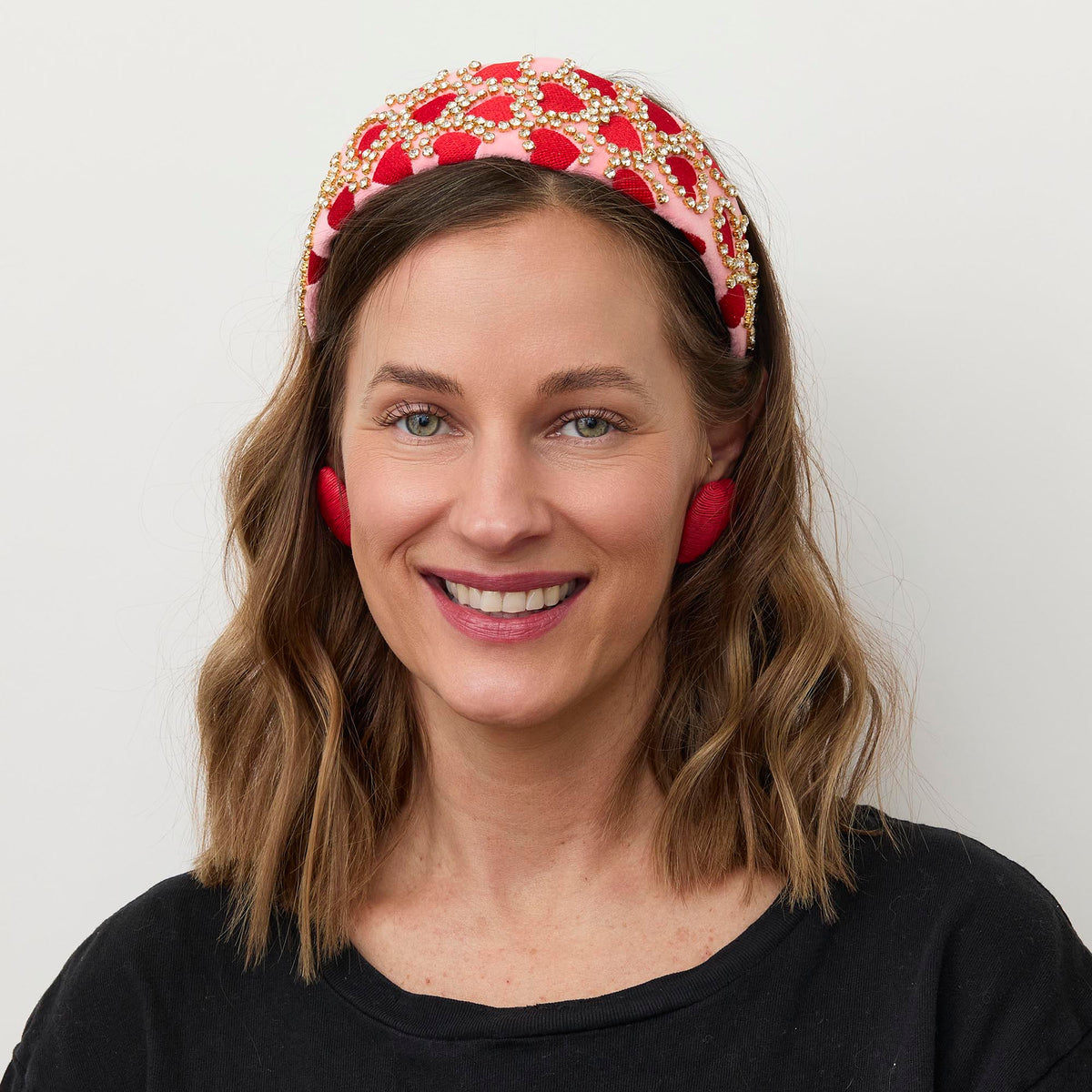 Lele Sadoughi HEADBANDS LIPSTICK PINK BRIGITTE VALENTINE'S CRYSTAL HEART HEADBAND