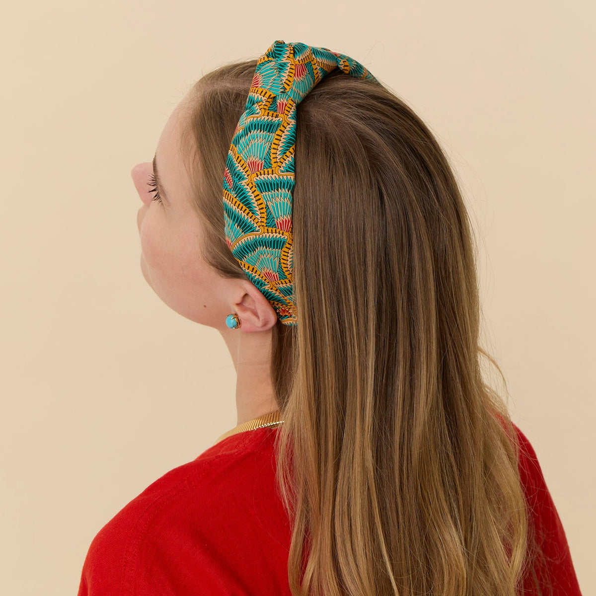 Lele Sadoughi HEADBANDS LOTUS FLOWERS KNOTTED EMBROIDERED HEADBAND