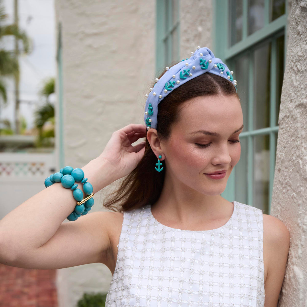 Lele Sadoughi HEADBANDS MARINE MULTI  MARLENE EMBELLISHED ANCHORS AWAY HEADBAND
