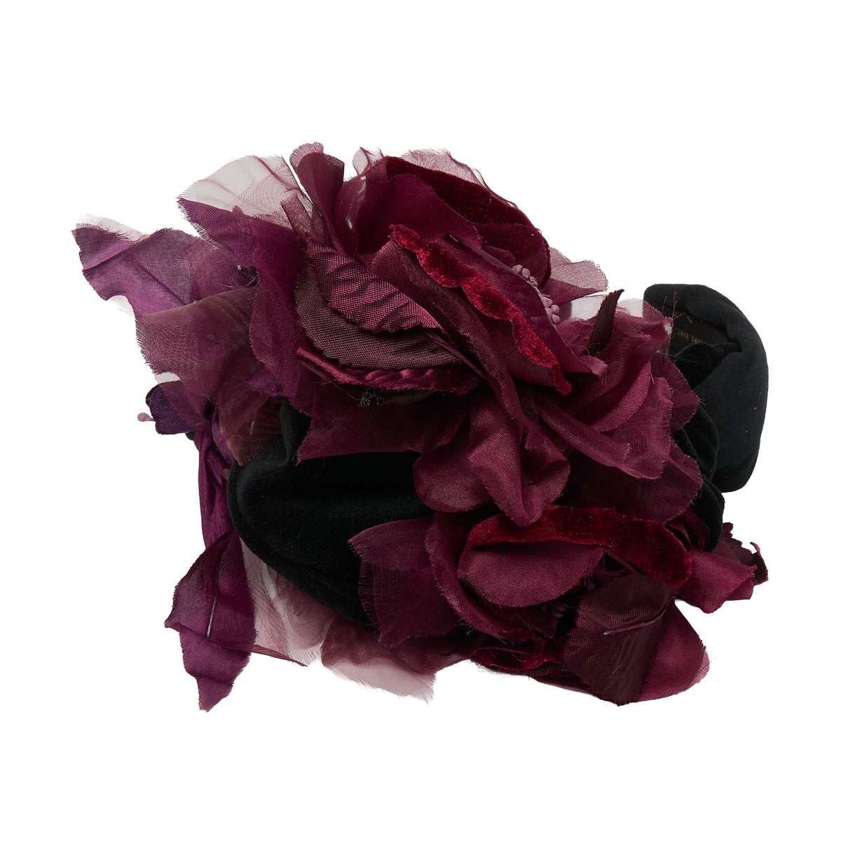 Lele Sadoughi HEADBANDS MERLOT VELVET FLORAL CRAWFORD HEADBAND