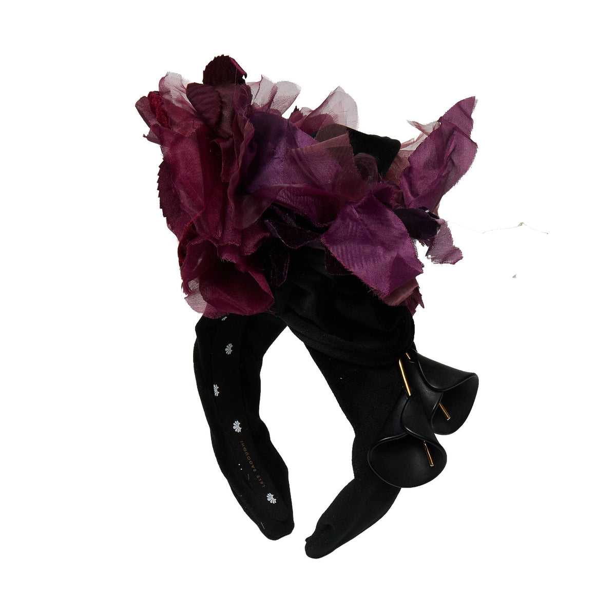 Lele Sadoughi HEADBANDS MERLOT VELVET FLORAL CRAWFORD HEADBAND