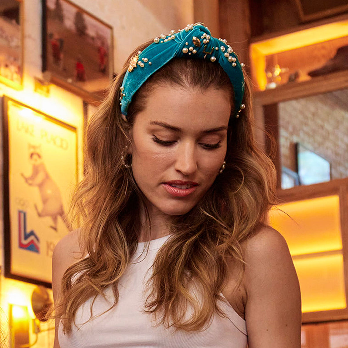 Lele Sadoughi HEADBANDS MIAMI DOLPHINS LELE X NFL AQUA EMBELLISHED KNOTTED HEADBAND *PRE-ORDER*