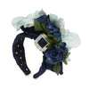 LELE SADOUGHI HEADBANDS MIDNIGHT BLUE JEWELED ROSE FLORAL BOUQUET HEADBAND
