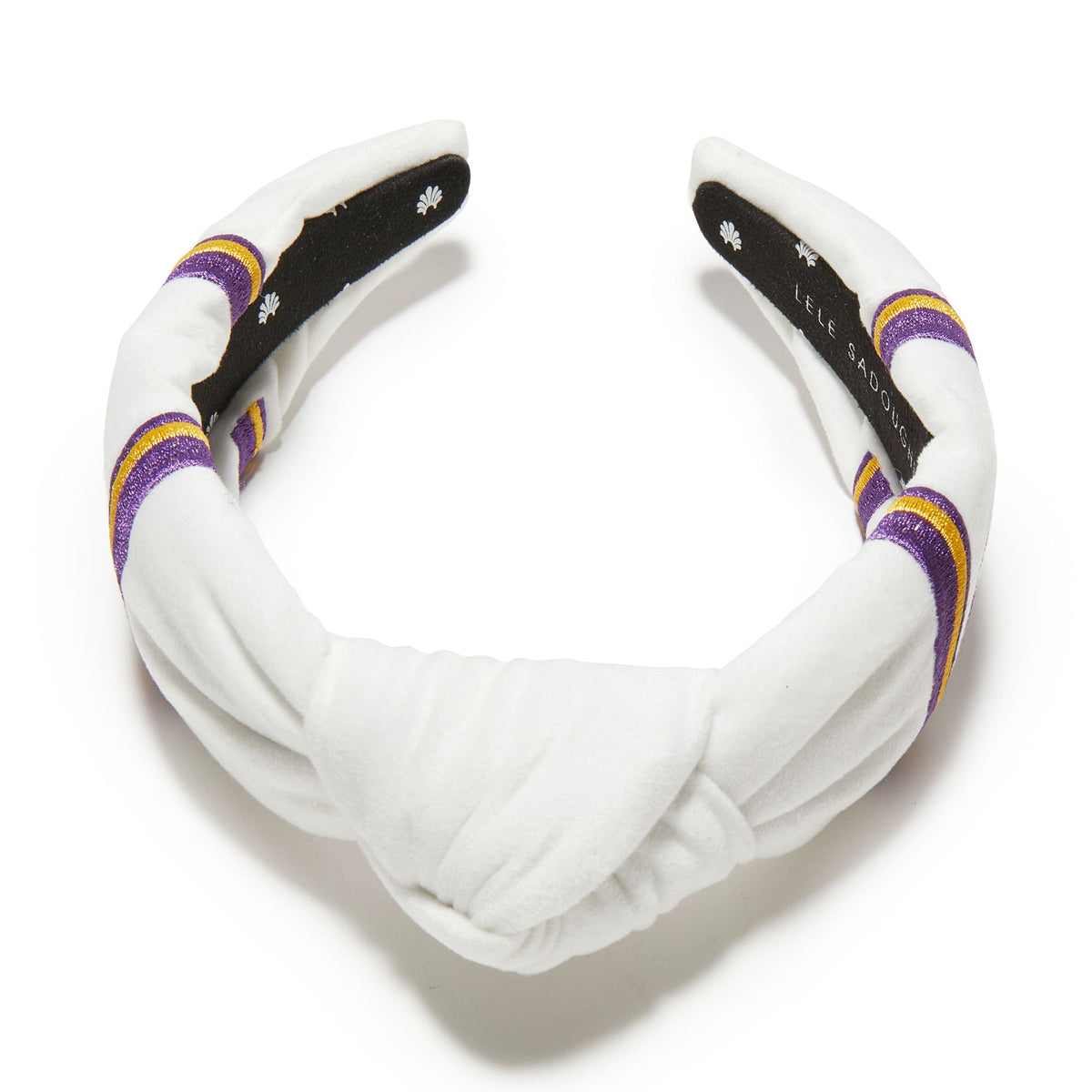 Lele Sadoughi HEADBANDS MINNESOTA VIKINGS LELE X NFL IVORY EMBROIDERED KNOTTED HEADBAND
