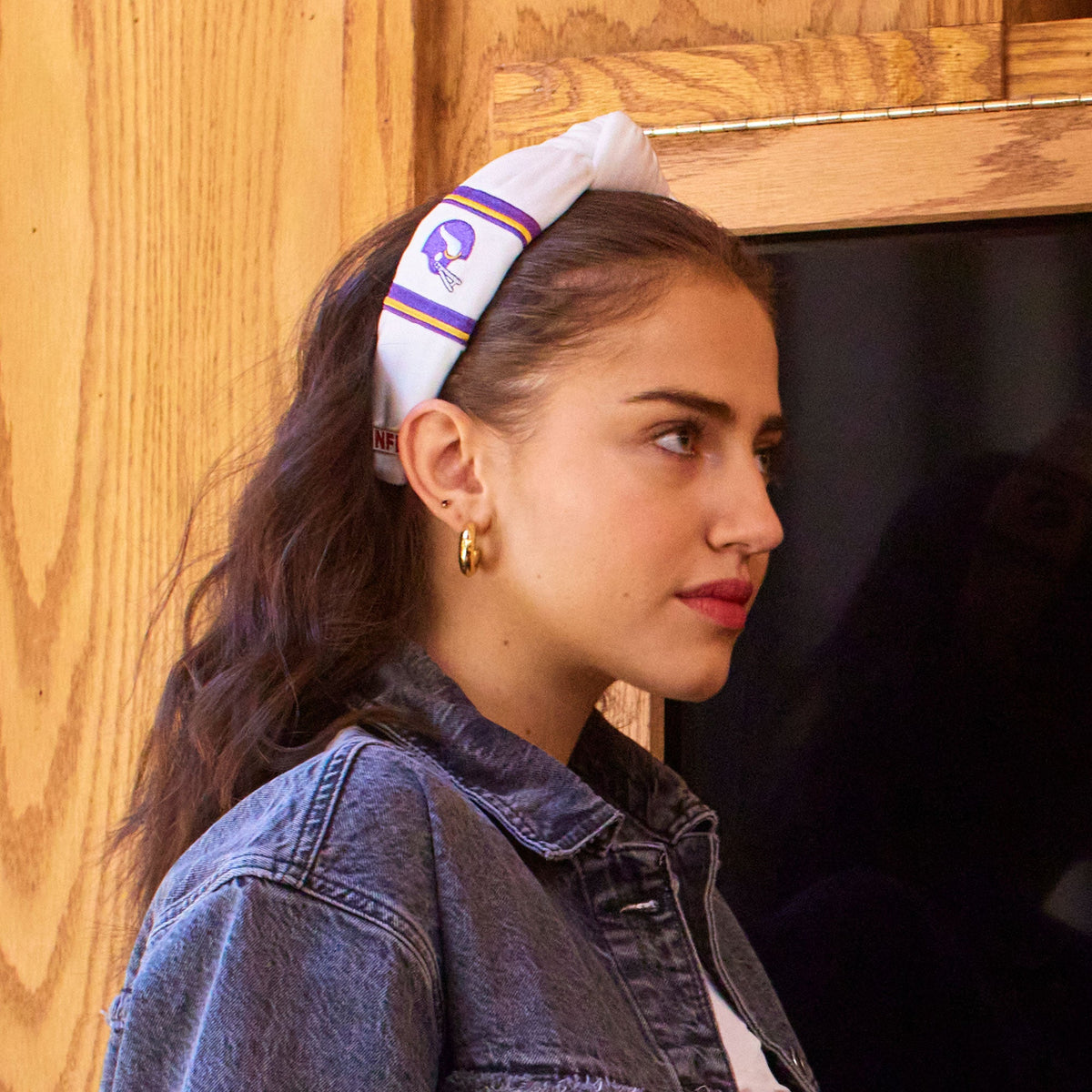 Lele Sadoughi HEADBANDS MINNESOTA VIKINGS LELE X NFL IVORY EMBROIDERED KNOTTED HEADBAND *PRE-ORDER*