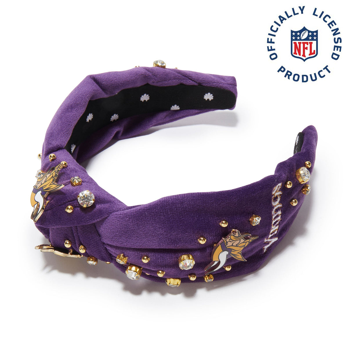Lele Sadoughi HEADBANDS MINNESOTA VIKINGS LELE X NFL PURPLE EMBELLISHED KNOTTED HEADBAND