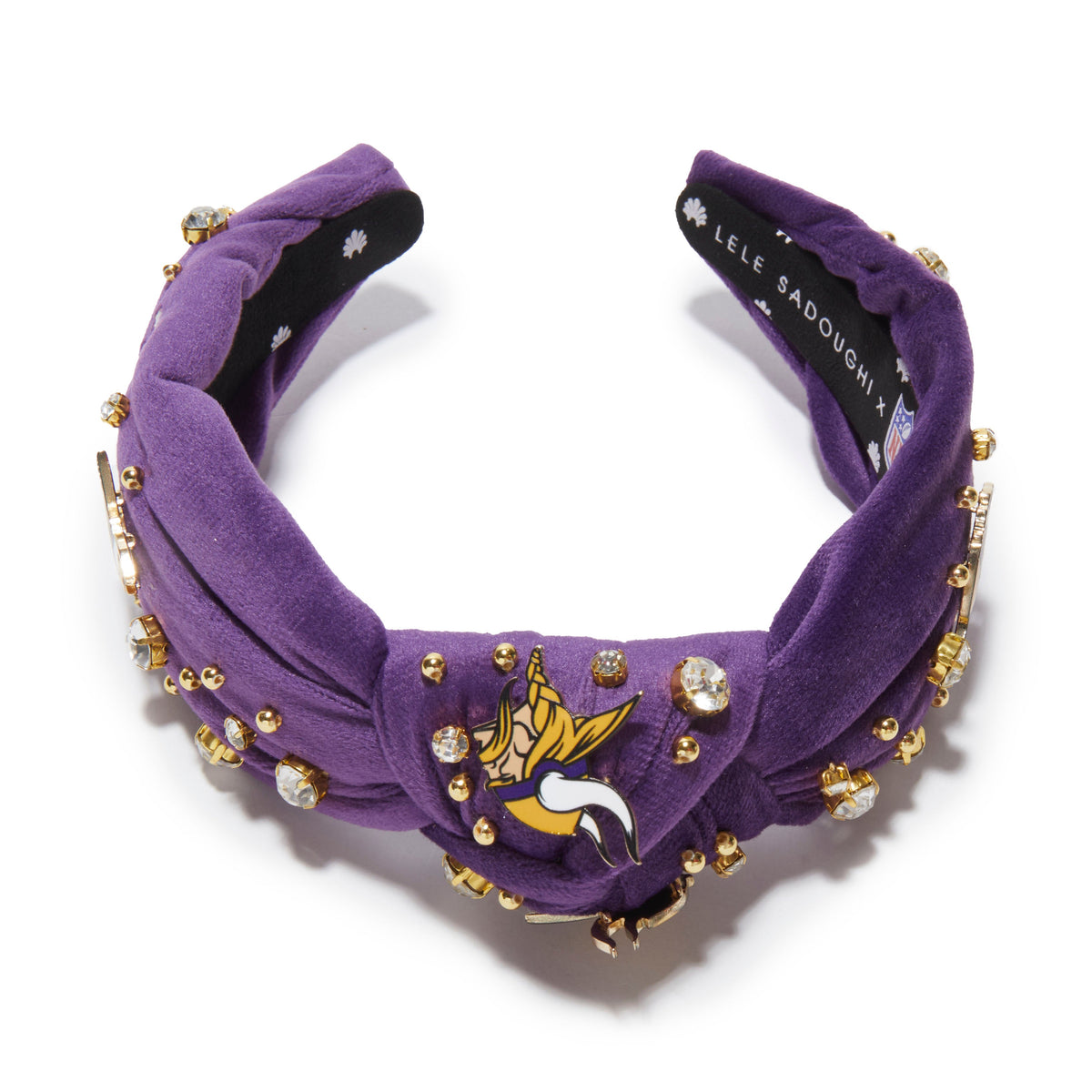 Lele Sadoughi HEADBANDS MINNESOTA VIKINGS LELE X NFL PURPLE EMBELLISHED KNOTTED HEADBAND
