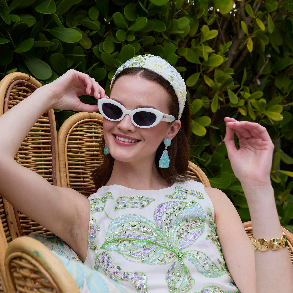 Lele Sadoughi HEADBANDS MIST MULTI BRIGITTE FLORAL HEADBAND