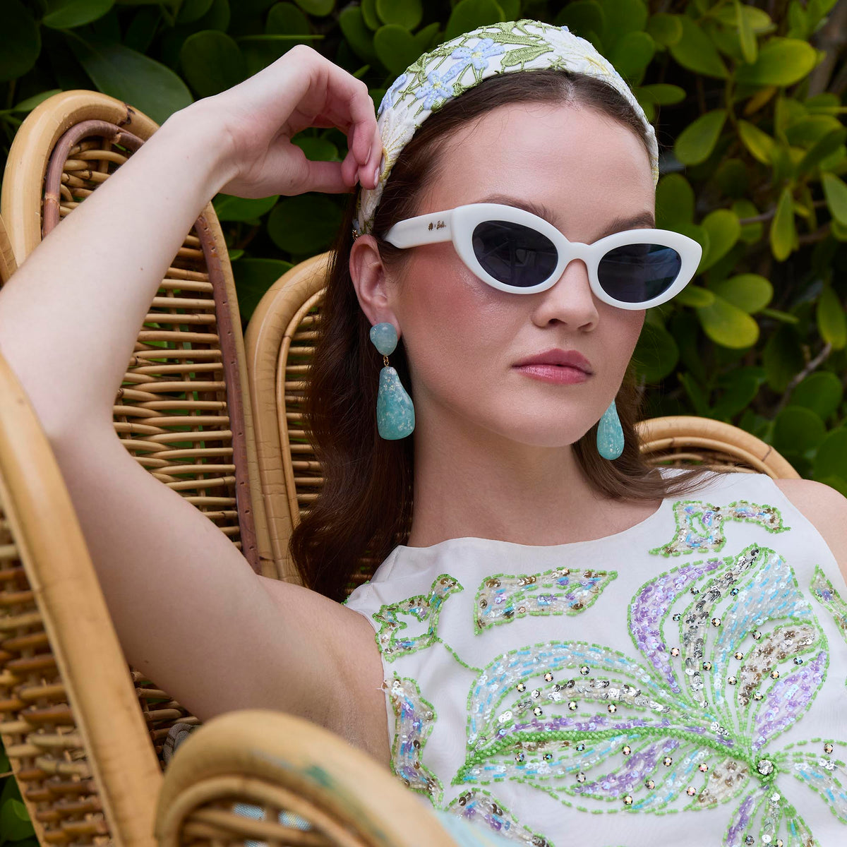 Lele Sadoughi HEADBANDS MIST MULTI BRIGITTE FLORAL HEADBAND