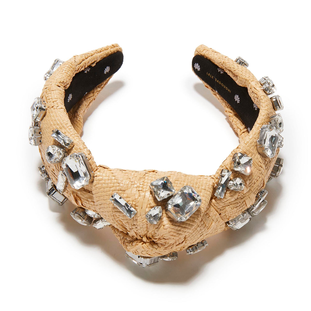 LELE SADOUGHI HEADBANDS NATURAL KNOTTED CANDY CRYSTAL RAFFIA HEADBAND