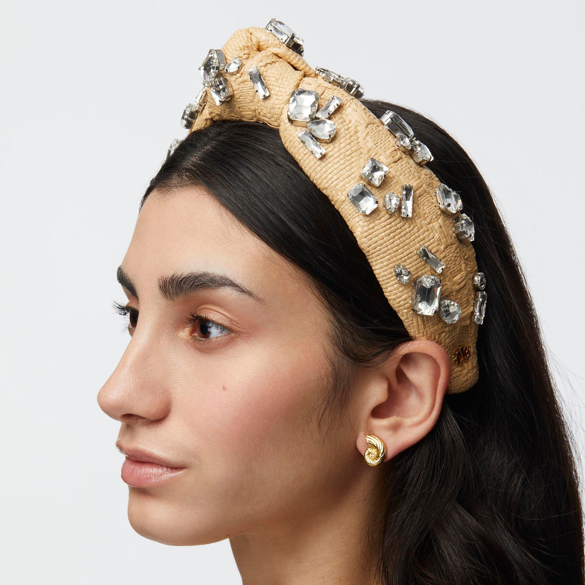 LELE SADOUGHI HEADBANDS NATURAL KNOTTED CANDY CRYSTAL RAFFIA HEADBAND