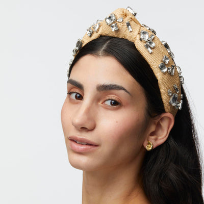 LELE SADOUGHI HEADBANDS NATURAL KNOTTED CANDY CRYSTAL RAFFIA HEADBAND