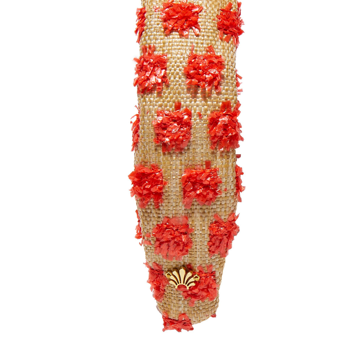 Lele Sadoughi HEADBANDS NATURAL MELON SLIM KNOTTED DOTTED RAFFIA HEADBAND