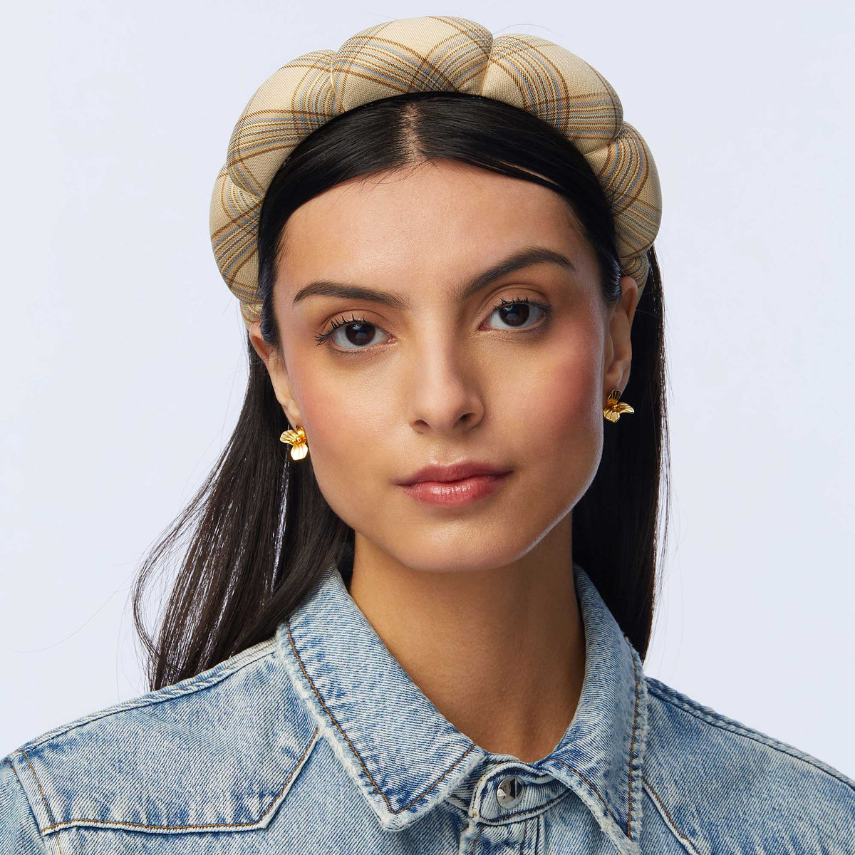 Lele Sadoughi HEADBANDS NATURAL PLAID PLAID SCALLOPED HEADBAND