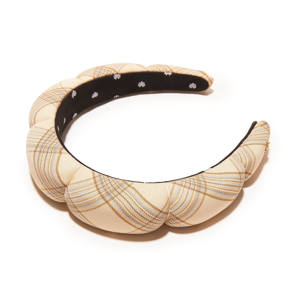 Lele Sadoughi HEADBANDS NATURAL PLAID PLAID SCALLOPED HEADBAND