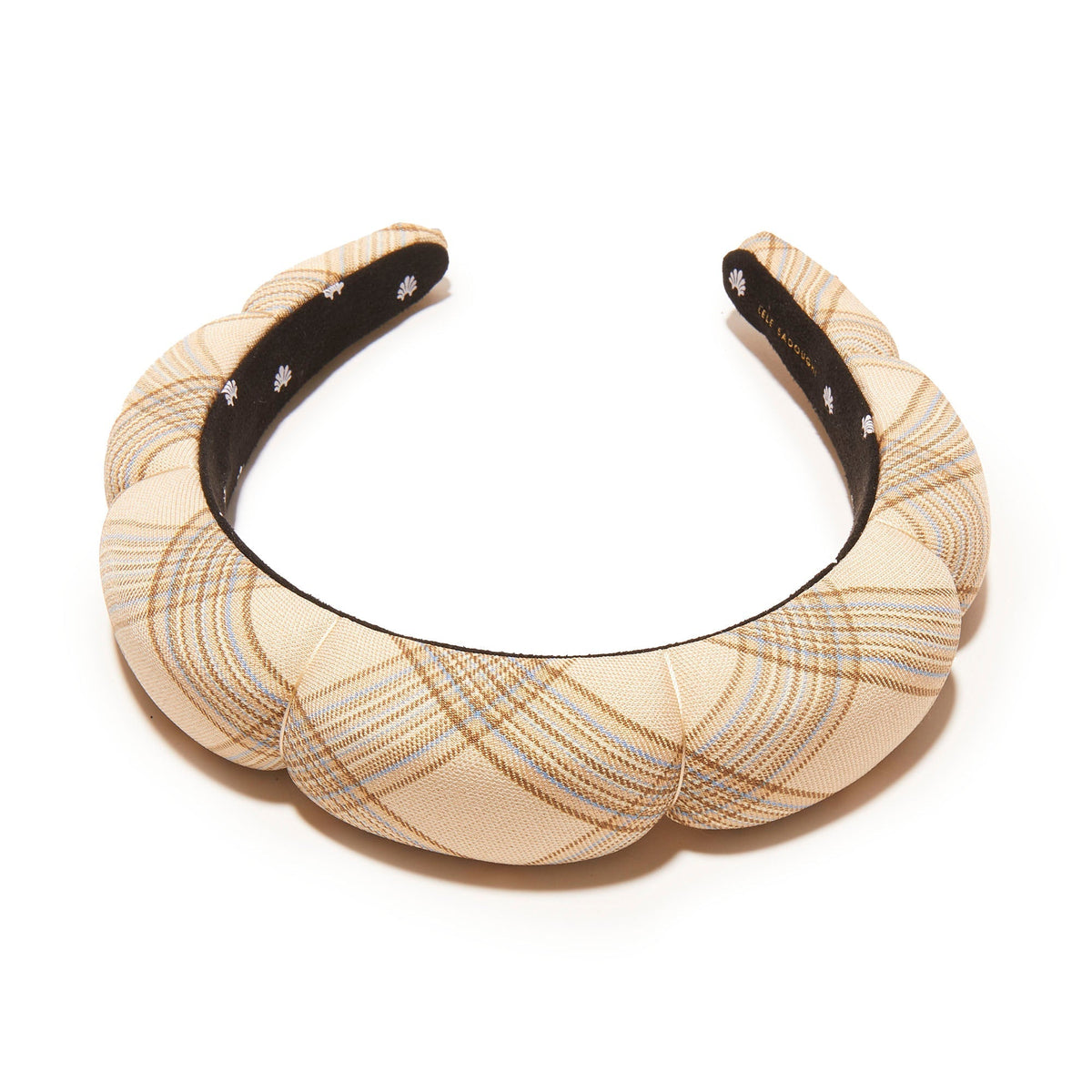 Lele Sadoughi HEADBANDS NATURAL PLAID PLAID SCALLOPED HEADBAND
