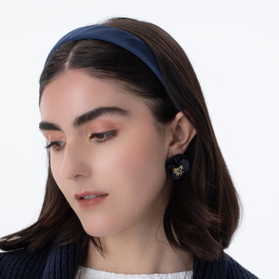 Lele Sadoughi HEADBANDS NAVY CHARLOTTE MOIRE HEADBAND