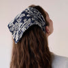 Lele Sadoughi HEADBANDS NAVY GARDEN JACKIE EMBROIDERED EYELET HANDKERCHIEF HEADBAND