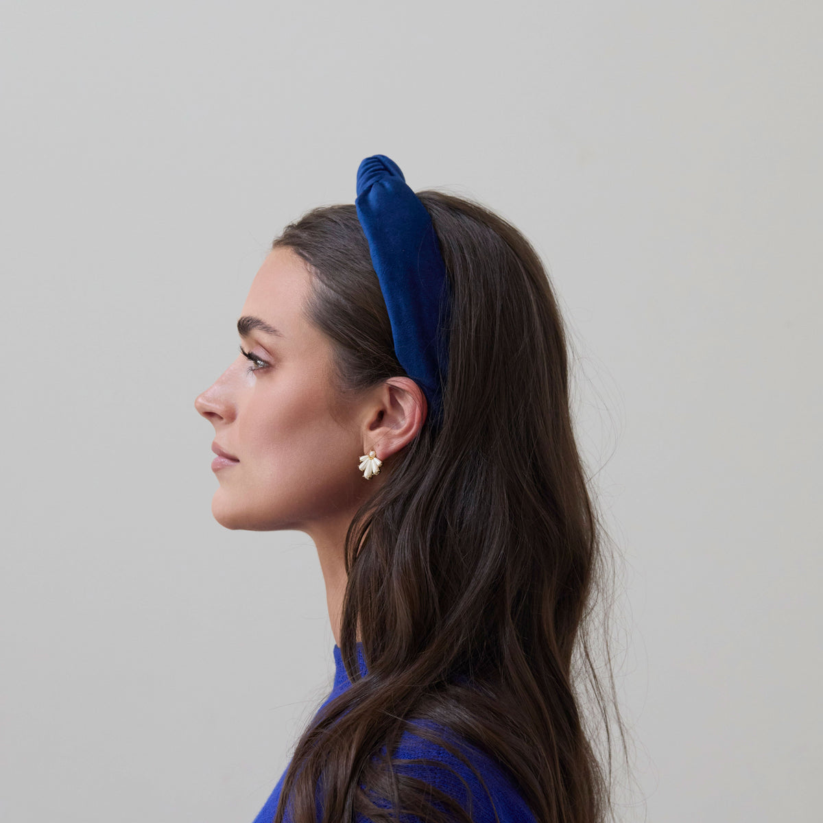 Lele Sadoughi HEADBANDS NAVY VELVET SLIM KNOTTED HEADBAND