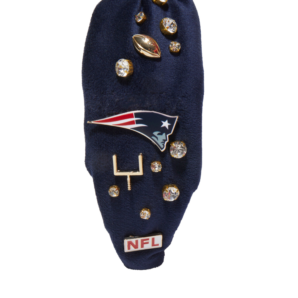 Lele Sadoughi HEADBANDS NEW ENGLAND PATRIOTS LELE X NFL NAVY EMBELLISHED KNOTTED HEADBAND