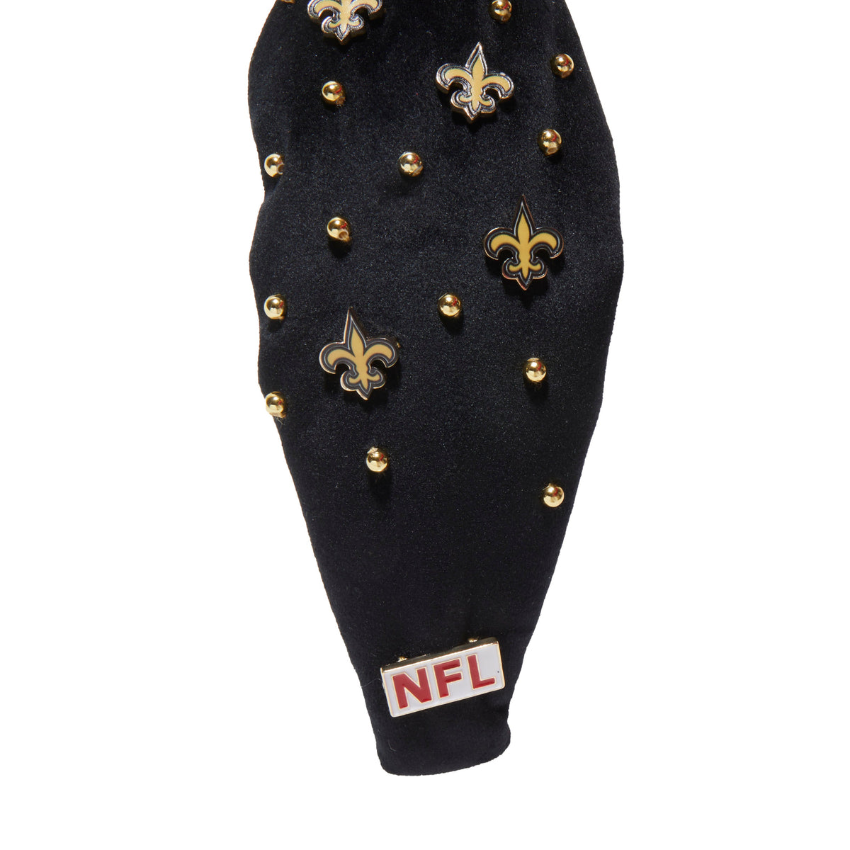 Lele Sadoughi HEADBANDS NEW ORLEANS SAINTS LELE X NFL JET EMBELLISHED KNOTTED HEADBAND