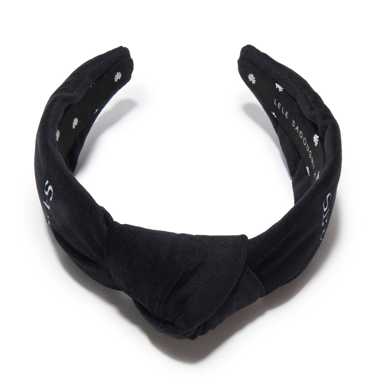 Lele Sadoughi HEADBANDS NEW ORLEANS SAINTS LELE X NFL JET EMBROIDERED KNOTTED HEADBAND