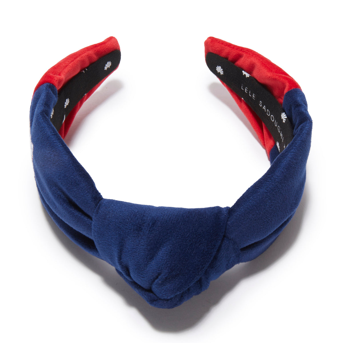 Lele Sadoughi HEADBANDS NEW YORK GIANTS LELE X NFL BLUE RED EMBROIDERED KNOTTED HEADBAND