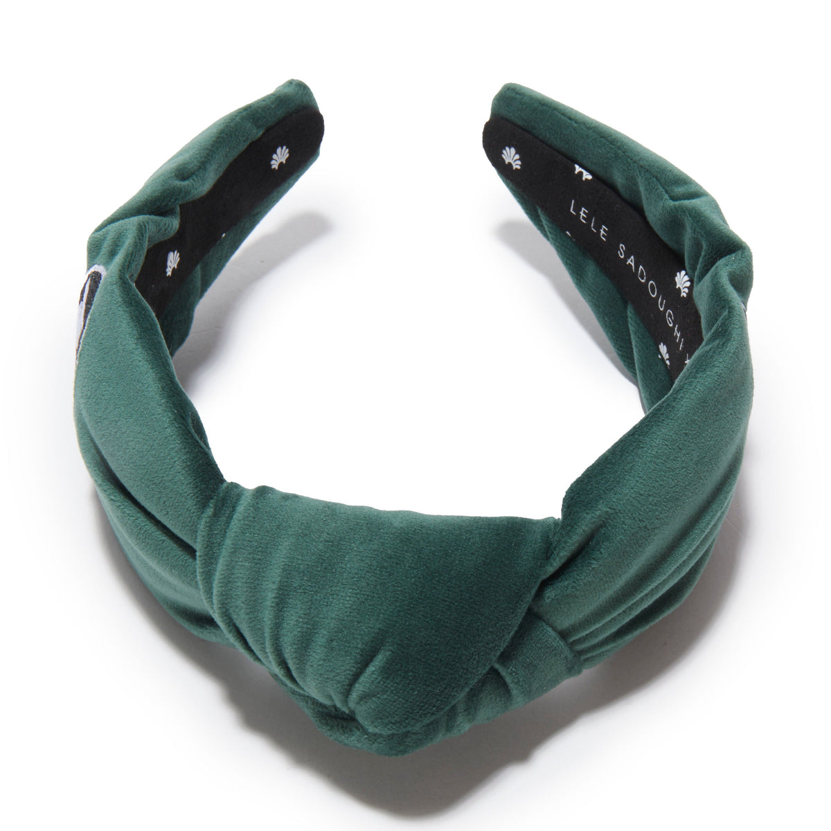 Lele Sadoughi HEADBANDS NEW YORK JETS LELE X NFL GOTHAM GREEN EMBROIDERED KNOTTED HEADBAND