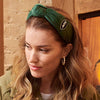 Lele Sadoughi HEADBANDS NEW YORK JETS LELE X NFL GOTHAM GREEN EMBROIDERED KNOTTED HEADBAND *PRE-ORDER*